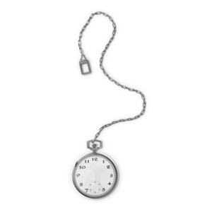 This clip art image shows a pocket watch with no hands.