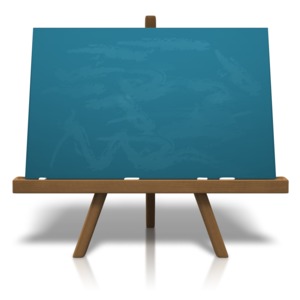 An image of a classic wooden chalkboard.