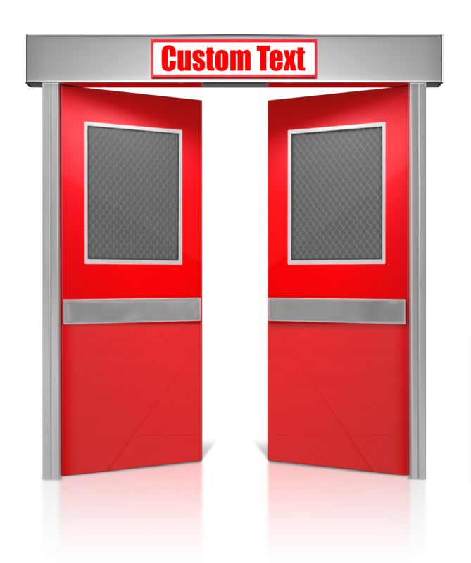 This Presentation Clipart shows a preview of Custom Text Doors