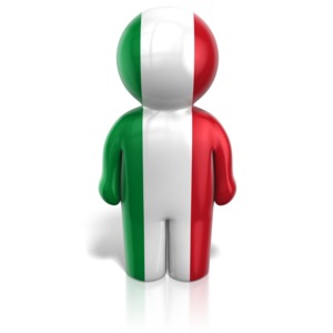 This clip art image shows a peg person icon figure wrapped in a Italian Flag.