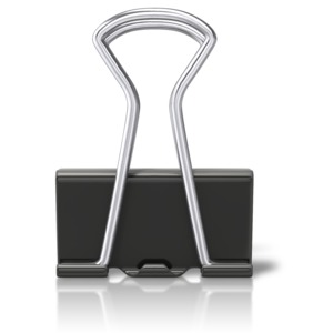 An image of a metal black paper clip.