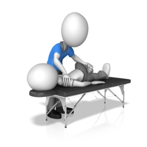 This clip art image shows a chiropractor adjusting a patient.