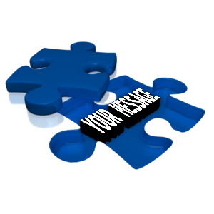 Custom text is exposed underneath a puzzle piece.