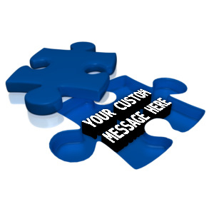 Custom text is exposed underneath a puzzle piece.