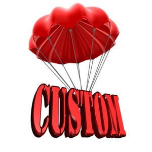 An image of a custom text attached to parachute.