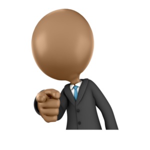 This clip art image shows a figure point forward.