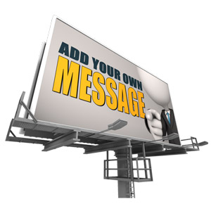 Customize this highway billboard sign with your own logos images and message using our on-line customization tools.