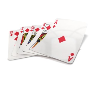 This clip art image shows playing cards laid out with a royal flush hand.