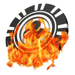 This clip art image shows a gambling poker chip on fire.
