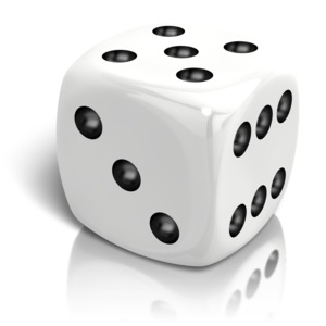 Pair Of White Dice Rolled  Great PowerPoint ClipArt for Presentations 