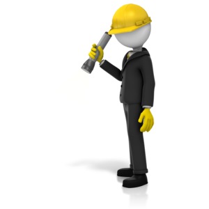 An image of an inspector holding a flashlight wearing a hardhat.