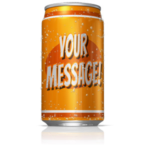 This clip art image shows a cold soda pop can with condensation on the outside.  You can customize this clip art by adding your own images and text.