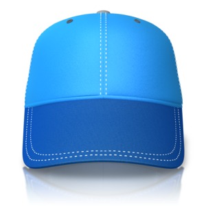 An image of the front of a baseball cap with stitching. 