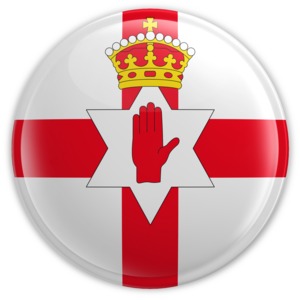 An image of Northern Ireland&#039;s flag on a badge.