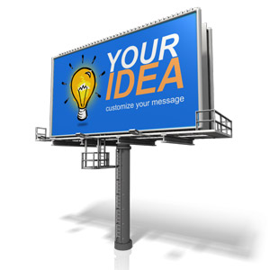 Customize this highway billboard sign with your own logos images and message using our on-line customization tools.