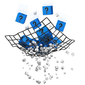 This clip art image shows a net catching the big boxes with question marks on them.