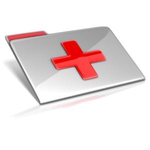 This clip art image shows a file folder with a medical symbol on it.
