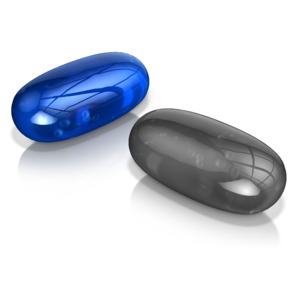 This clip art image shows two pills on with color.