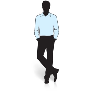 An image of a silhouette of a businessman in a long sleeve shirt and slacks.