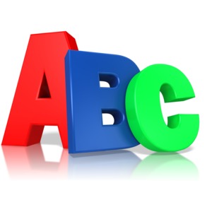 A piece of clipart with the letters A, B,and C leaning on each other.