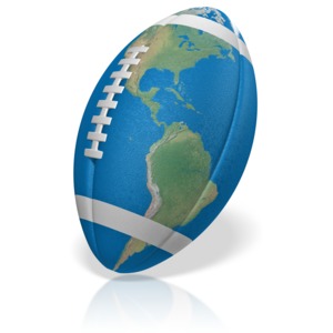 Earth in the shape of a football. This clip-art can represent the world-wide sport of football.