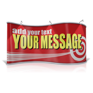 This custom clip art image shows a wave display exhibit with lights shining down on it.  You can customize this sign by add your own text and images.