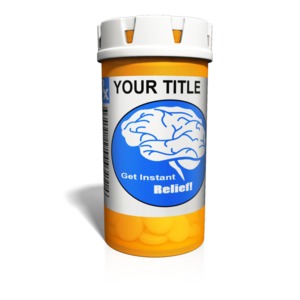 A custom image of a prescription bottle upright on ground.  You can customize this clip art with your own images and text.