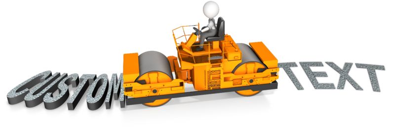 This Presentation Clipart shows a preview of Steamroller Roll Over Custom Text