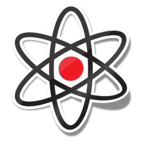 This clip art image show an icon sticker of a atom.