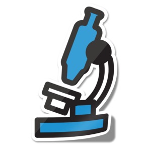 This clip art image shows a microscope icon sticker.