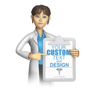 This custom clip art shows a woman lab worker.
