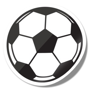 This clip art image shows a icon sticker soccer ball.
