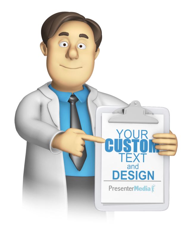 This Presentation Clipart shows a preview of Lab Worker Guy Presenting Clipboard