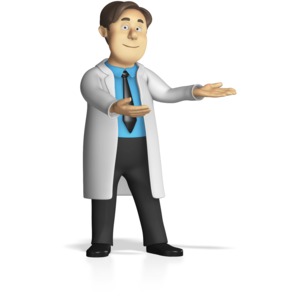 This clip art image shows a lap worker guy with a presenting gesture to the side.
