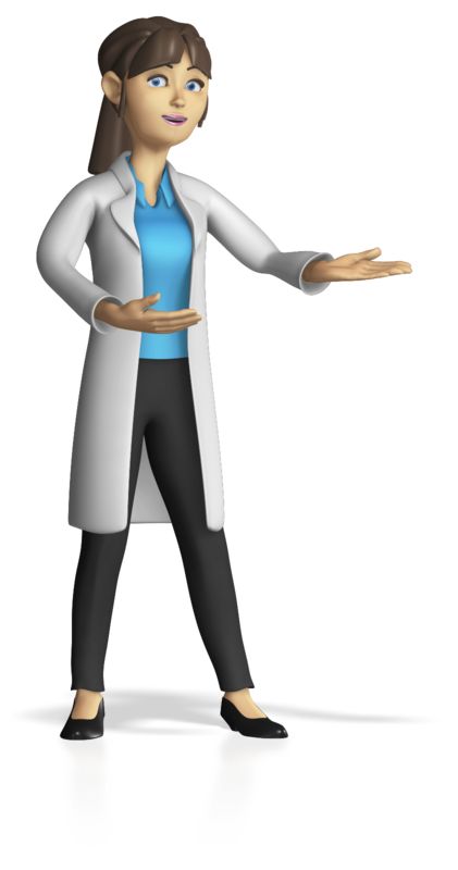 This Presentation Clipart shows a preview of Female Lab Worker Present Gesture Custom