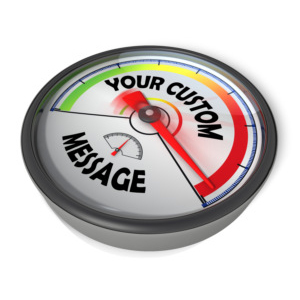 An clipart image of a custom gauge with needle all the way into the red.