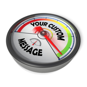 An clipart image of a custom gauge with needle all the way into the green.