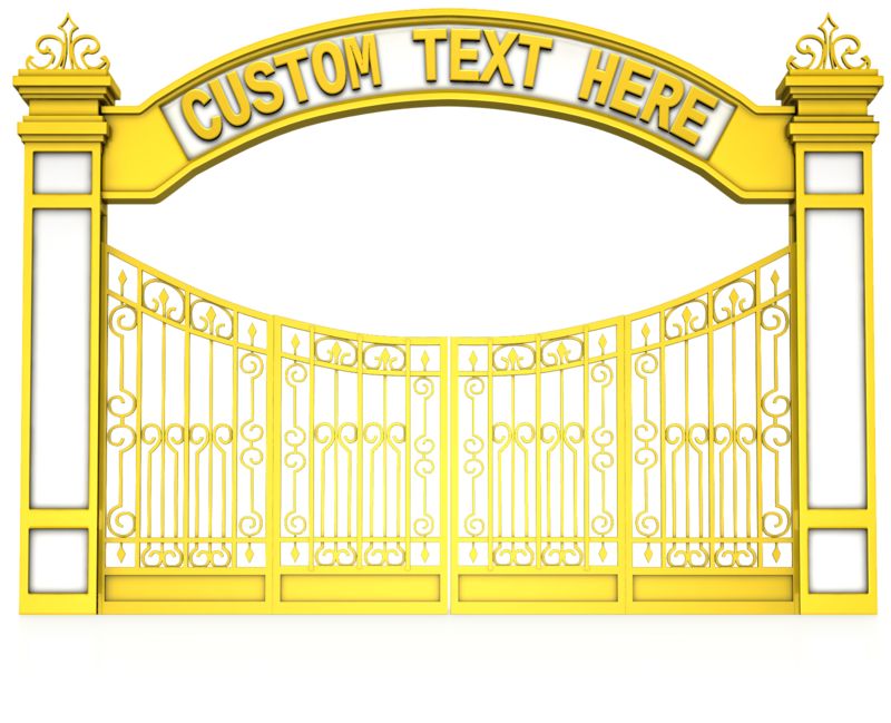 This Presentation Clipart shows a preview of Custom Text Closed Gate Enterence