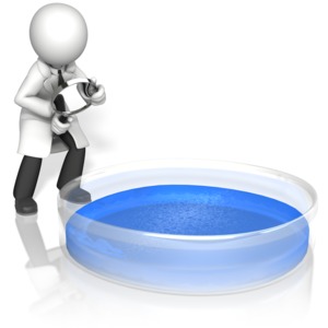 A scientist is shown investigating a petri dish.