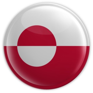 An image of Greenland&#039;s flag on a button.