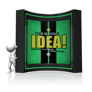 An image of a stick figure presenting a custom box feature.