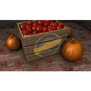 Place your custom message on the side of an apple crate in this seasonal room