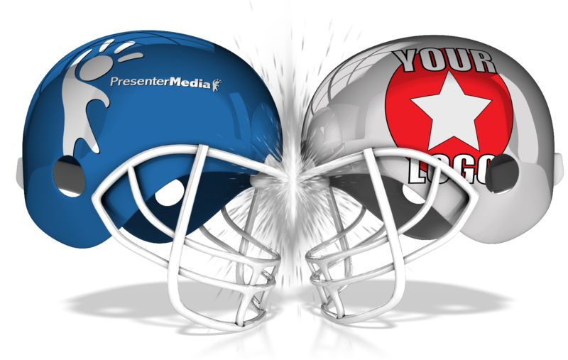 This Presentation Clipart shows a preview of Custom Football Helmets Collide