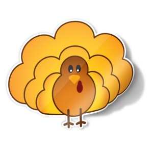 This clip art image shows a icon sticker of a turkey.