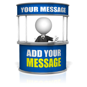 An image of a circular help desk. There is room on the booth to but your own custom text and design.