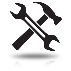 An image of a construction tool icon in silhouette form.