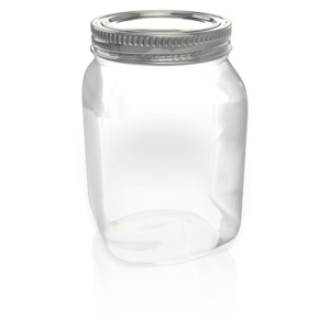 An common mason jar with lid.