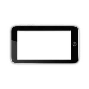 This clip art image shows a smartphone with a blank transparent screen.  You can place this over a video or image to make it appear on the tablets screen.