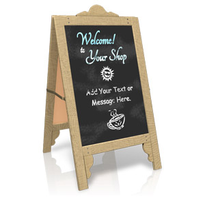 A custom text image showing a sidewalk cafe sign. There is space for you to change the text and design.