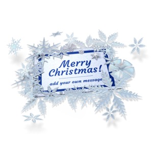 Add your own message and logo to this snowflake filled winter or Christmas themed card.